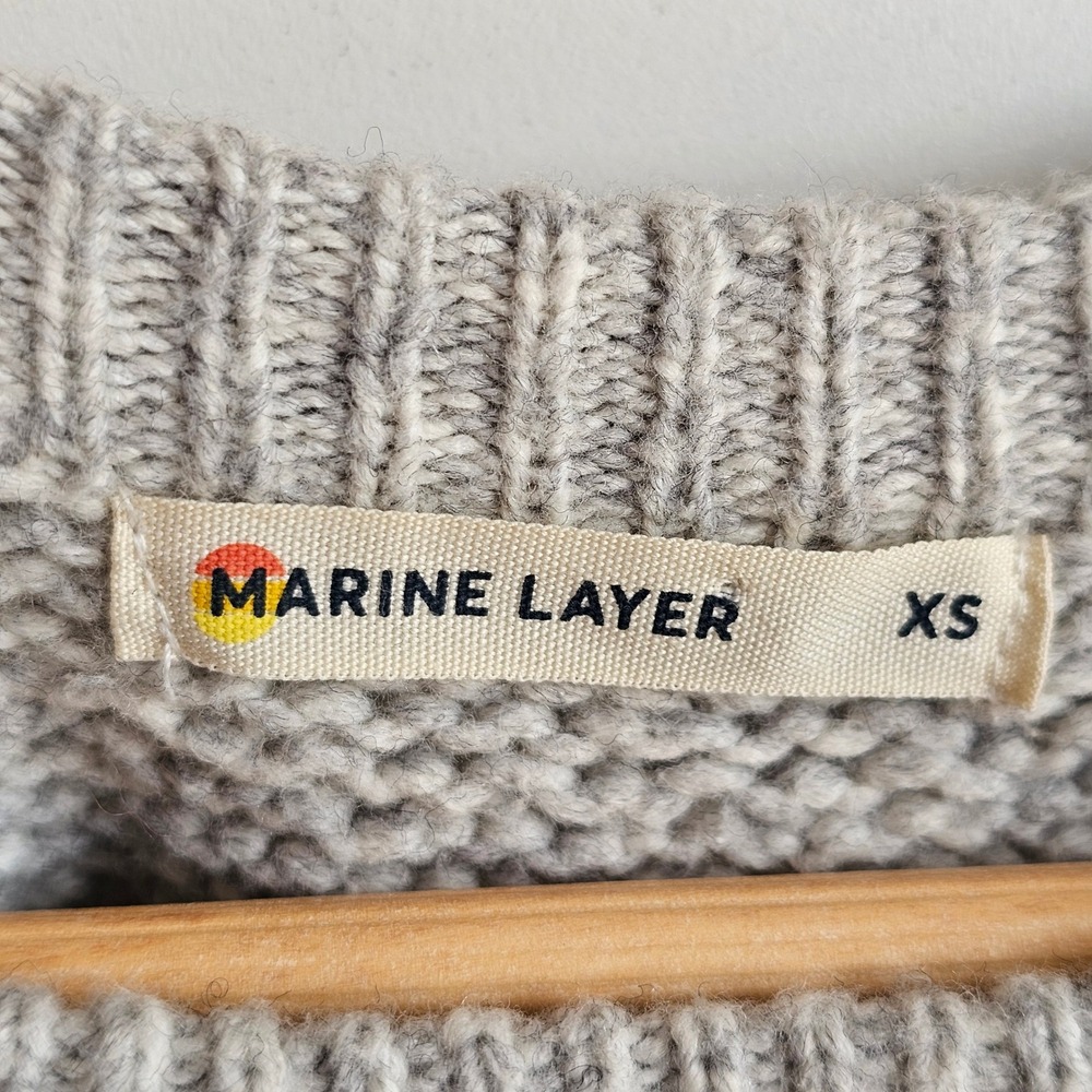 Marine Layer Fair Isle Knit Pullover Sweater Wool Blend Light Gray Women's XS - Picture 4 of 9